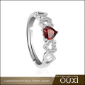 OUXI Design Sweet Gift 925 Sterling Silver AAA Cubic Zirconia Rodium Plated Heart Ruby Wedding Ring